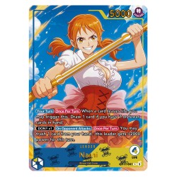 Nami OP11 – Carte Leader – Proxy personnalisé One Piece – Dorure Or & Argent – Design recto-verso Majestic – Série 4