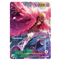 Doflamingo OP04 – Carte Leader – Proxy personnalisé One Piece – Dorure Or & Argent – Design recto-verso Majestic – Série 3