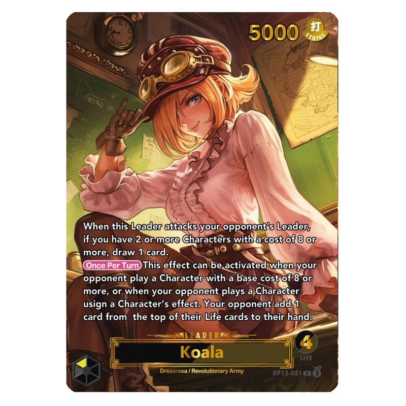 Koala OP12 – Leader Card – Custom One Piece Proxy – Gold & Silver Foil – Double-Sided Majestic Design – Series 3
