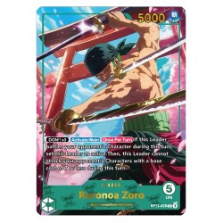 Zoro OP12 – Carte Leader – Proxy personnalisé One Piece – Dorure Or & Argent – Design recto-verso Majestic – Série 3