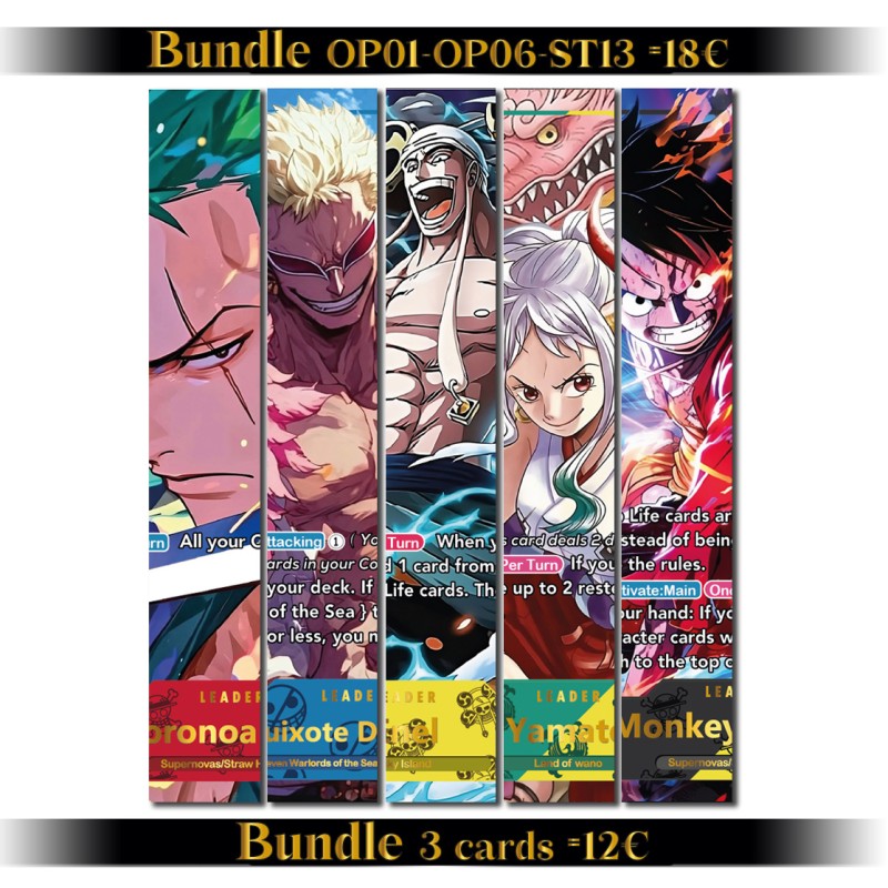 Bundle Leaders OP01–OP06 + ST13 — Édition Legacy Collector Foil (Choisissez 3 ou 5 cartes)